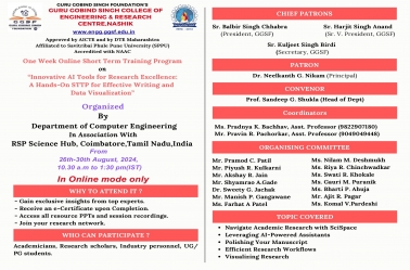 One Week Online Short-Term Training Program on “Innovative AI Tools for Research Excellence: A Hands-On STTP for Effective Writing and Data Visualization” 